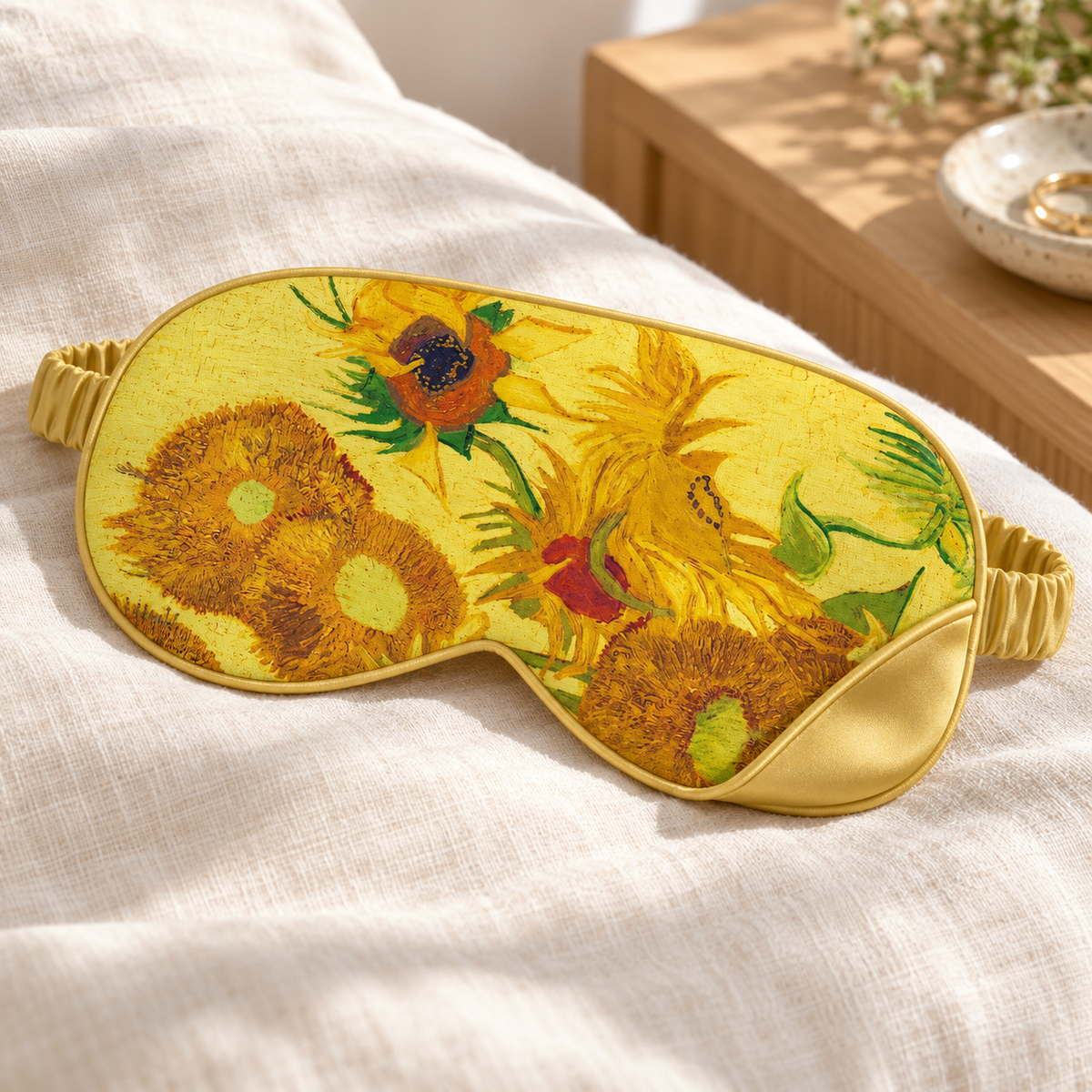 Sunflower Oil-Painting Satin Sleep Mask