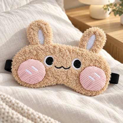 Light Pink Bunny Plush Eye Mask