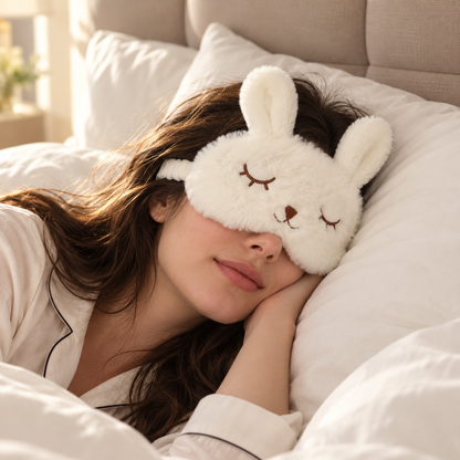 Squinting Bunny Plush Eye Mask