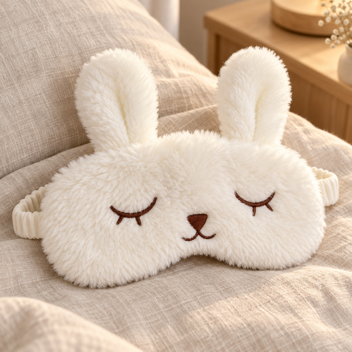 Squinting Bunny Plush Eye Mask