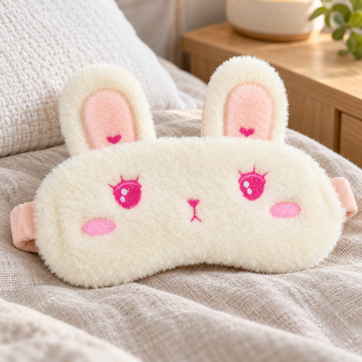 Round-Eyed Bunny Plush Eye Mask