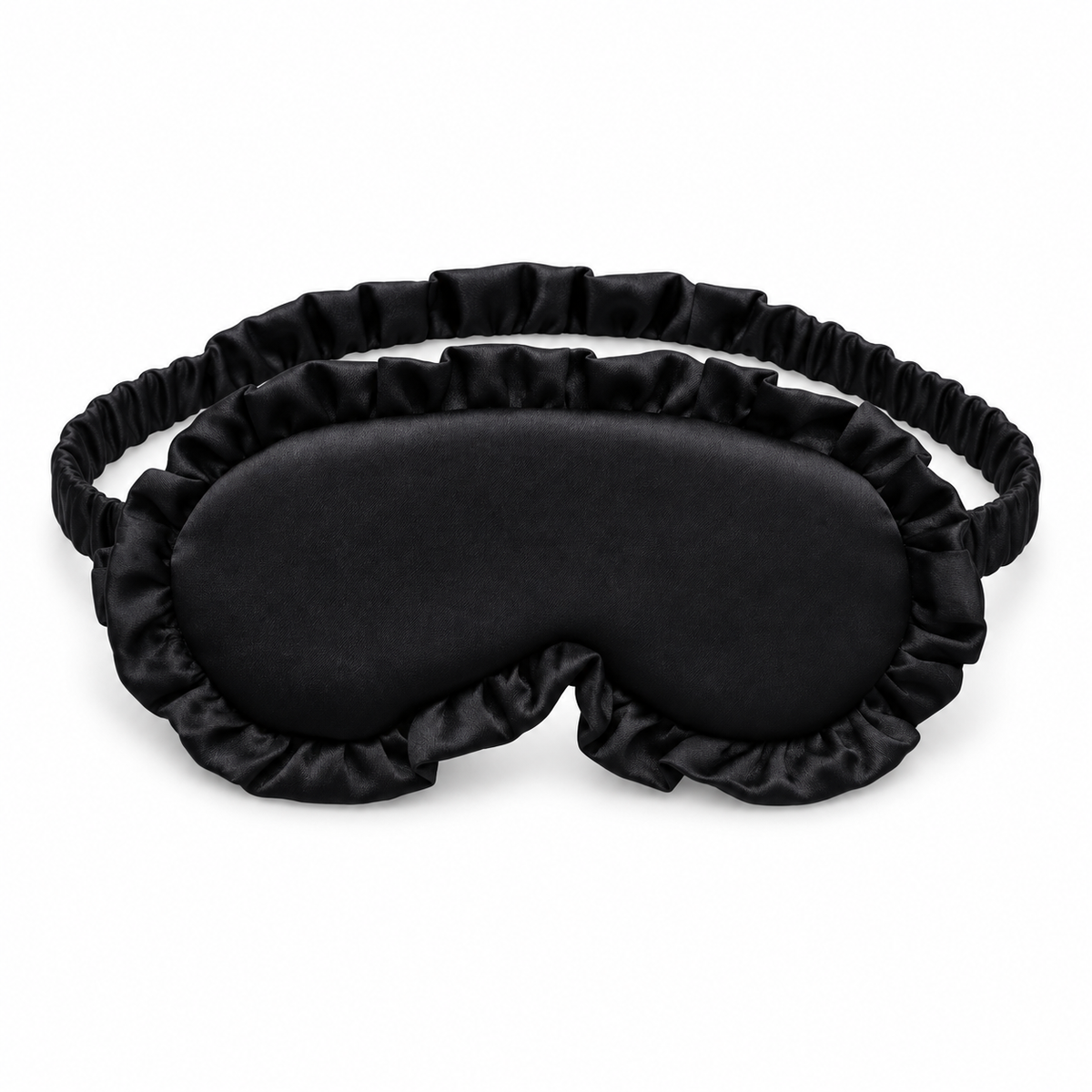 Black Ruffled Satin Sleep Mask