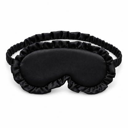 Black Ruffled Satin Sleep Mask