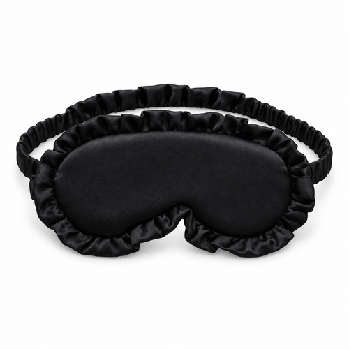 Black Ruffled Satin Sleep Mask