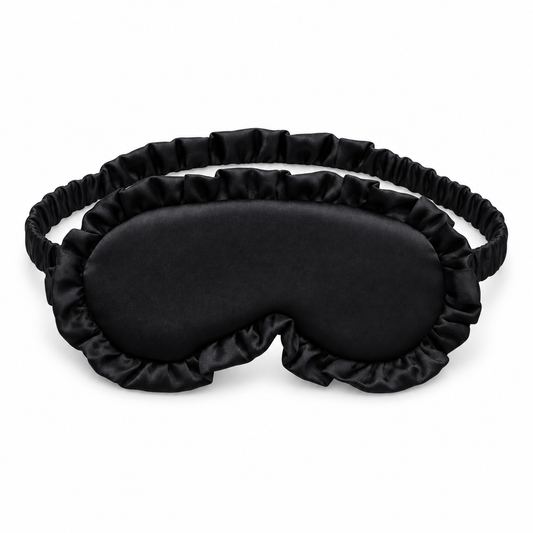 Black Ruffled Satin Sleep Mask